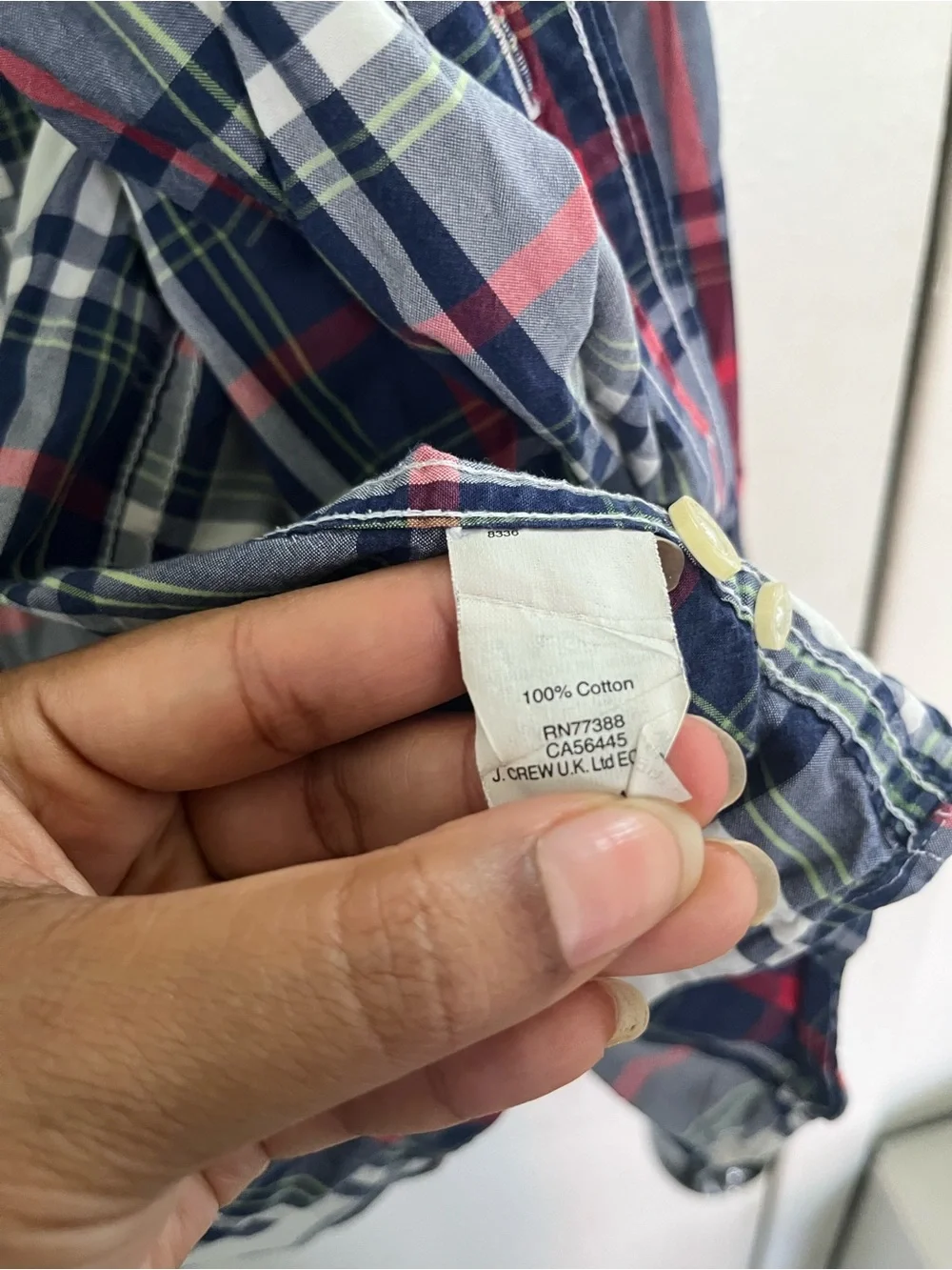 J. Crew Plaid Button-Down Shirt in Navy, White & Red